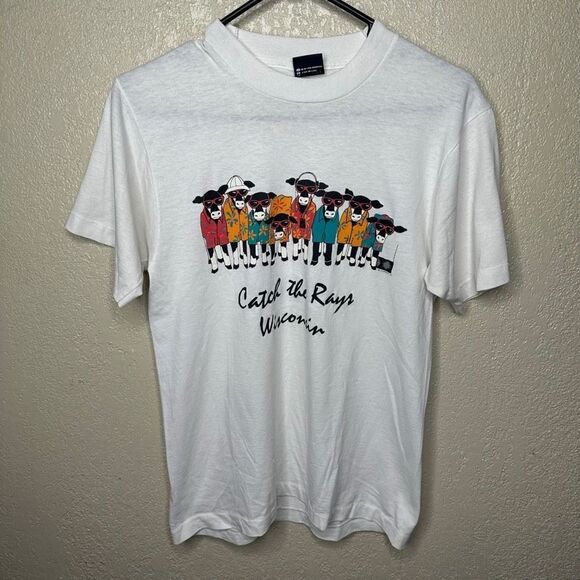 Vintage 80s Wisconsin Cows Funny T Shirt Medium - Picture 2 of 7